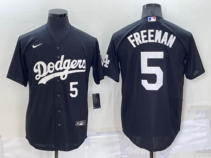 Men's Los Angeles Dodgers #5 Freddie Freeman Black Cool Base Stitched Baseball Jersey Men's Los Angeles Dodgers #5 Freddie Freeman Black Cool Base Stitched Baseball Jersey
